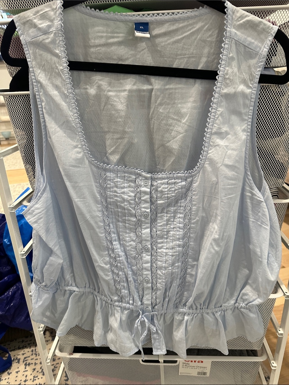 Old Navy Light Blue Sleeveless Button-Front Peplum Camisole